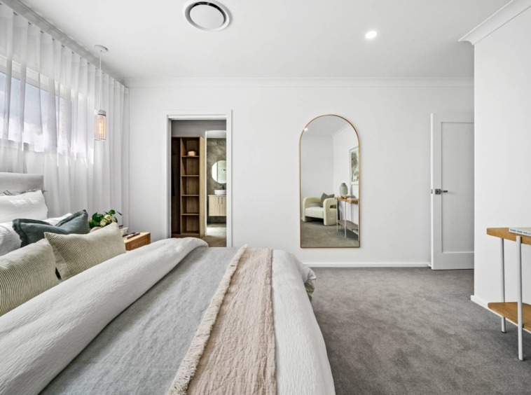 coastal style home master bedroom