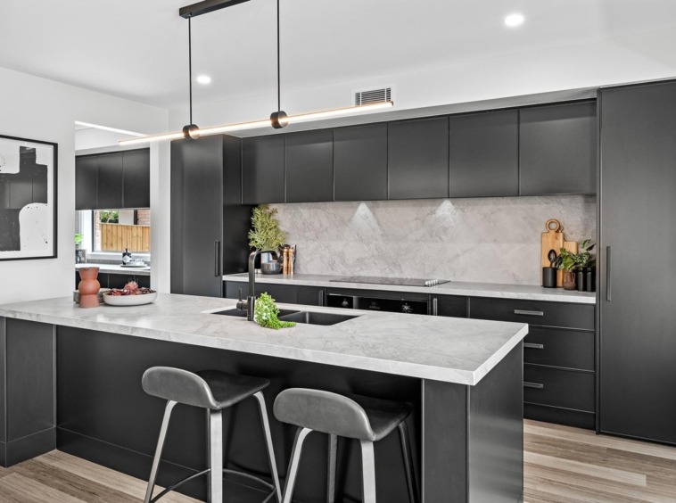 modern two storey home kitchen island bench