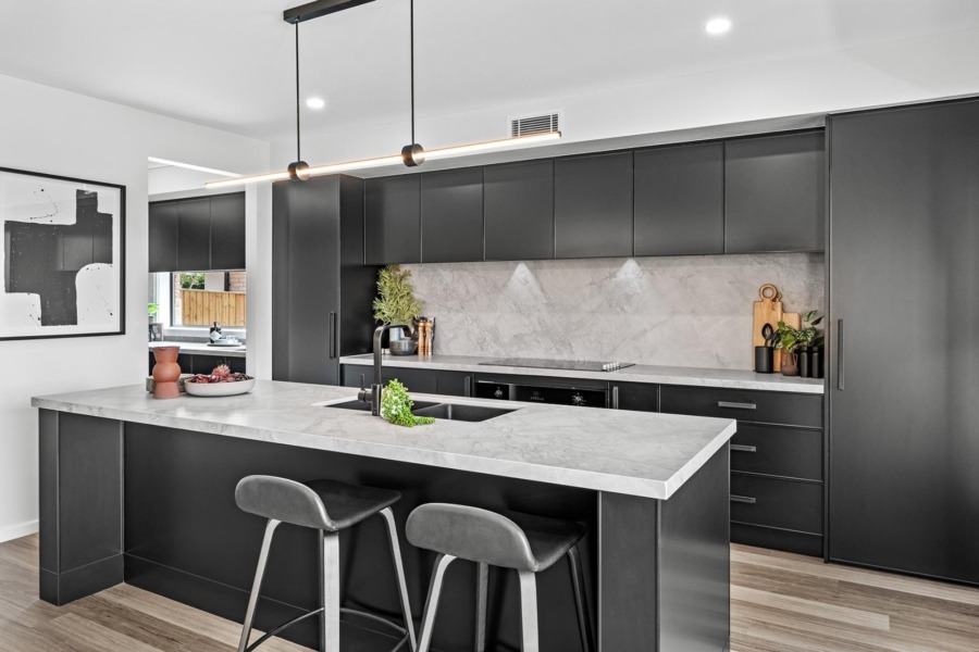 modern two storey home kitchen island bench